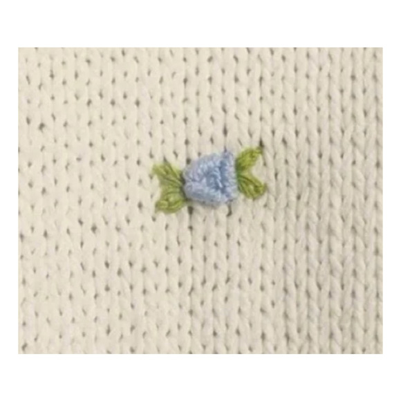 Fanm Mon Hand Knit Blue Rose Cardigan Cotton Sweater | Womens XS S NEW - Picture 5 of 15